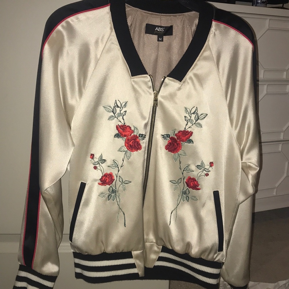 Floral Embroidered Bomber Jacket
